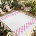 thumbnail image 2 of Outdoor Rug 3x5 ft Pink Check Plaid Outdoor Large Area Rug Non Slip Rubber Buffalo Farmhouse Style Pattern Front Door Mat RV Rug Carpet Patio Outdoor Rugs for Backyard Balcony Deck Porch Indoor, 2 of 9