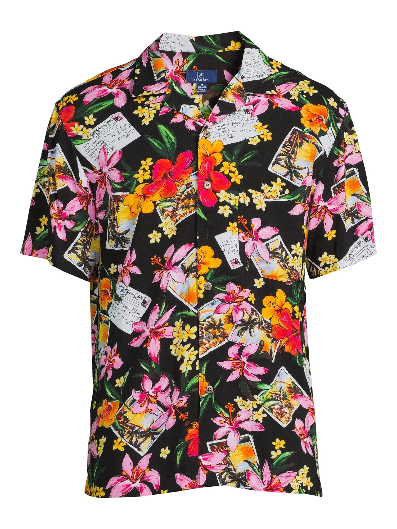 George Men’s Printed Short Sleeve Button Down Shirt