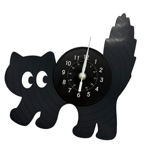 deevoka Cartoon Black Cat Wall Clock Cute Home Decor for Kitchen Bedroom Living Room