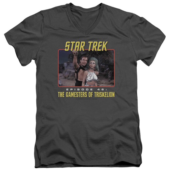 Star Trek Episode 46 Adult V-Neck T-Shirt Charcoal