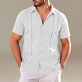 thumbnail image 2 of Mens Big & Tall Cuban Guayabera Shirt Casual Button Down Shirts Short Sleeve Summer Beach Shirts Size S-5XL White, 2 of 6