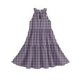 thumbnail image 6 of Abcomgle Summer Dress for Girls 7-8 Casual Halter Neck Sleeveless Girls Dresses Plaid A-line Sundresses Basic Swing Skirt 9-10 Years,Purple, 6 of 7