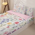 thumbnail image 3 of meiyoeat Watercolor Wildflower Zipper Twin Comforter Sets with Fitted Sheet and 2 Pillowcases for Kids Girls, Pastel Botanical Floral Zipper Bedding Set, Multicolor White, Pink ReversibleG, 3 of 6