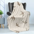 thumbnail image 4 of Birds Soft Flannel Fleece Throw Blanket, Flying Bird Swallow Vintage Design Illustration Springtime Wildlife Classic Art, Cozy Plush for Indoor and Outdoor Use, 50" x 70", Beige Brown, by Ambesonne, 4 of 5