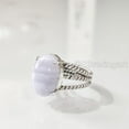 thumbnail image 3 of Natural Blue Lace Agate Ring, Blue Lace Agate Gemstone Ring, 3 Twisted Bohemian Band, 925 Sterling Silver, Womens Ring, Christmas, Thanksgiving, Handmade, Statement Jewelry, Natural Gemstone Ring, 3 of 7