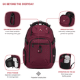 thumbnail image 4 of SWISSGEAR Stride ScanSmart Laptop Backpack, Burgundy, Feature Packed for School, Travel, Everyday, 4 of 15