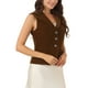 thumbnail image 4 of Allegra K Chaleco de Mujer de Terciopelo Sin Mangas con Solapa y Cuello en V Blazer Elegante Tallas M Marrón Café, 4 of 5
