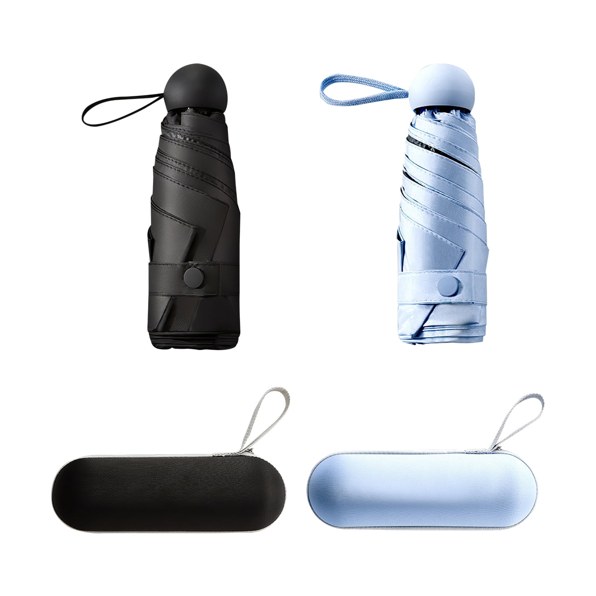 Kepooman 2 PACKS Windproof Travel Capsule Umbrella, 8-Bone Sunscreen Umbrella, Auto Open Close Lightweight Sun & Rain Umbrella with Case, Blue & Black Kepooman 2 PACKS Windproof Travel Capsule Umbrella, 8-Bone Sunscreen Umbrella, Auto Open Close Lightweight Sun & Rain Umbrella with Case, Blue & Black