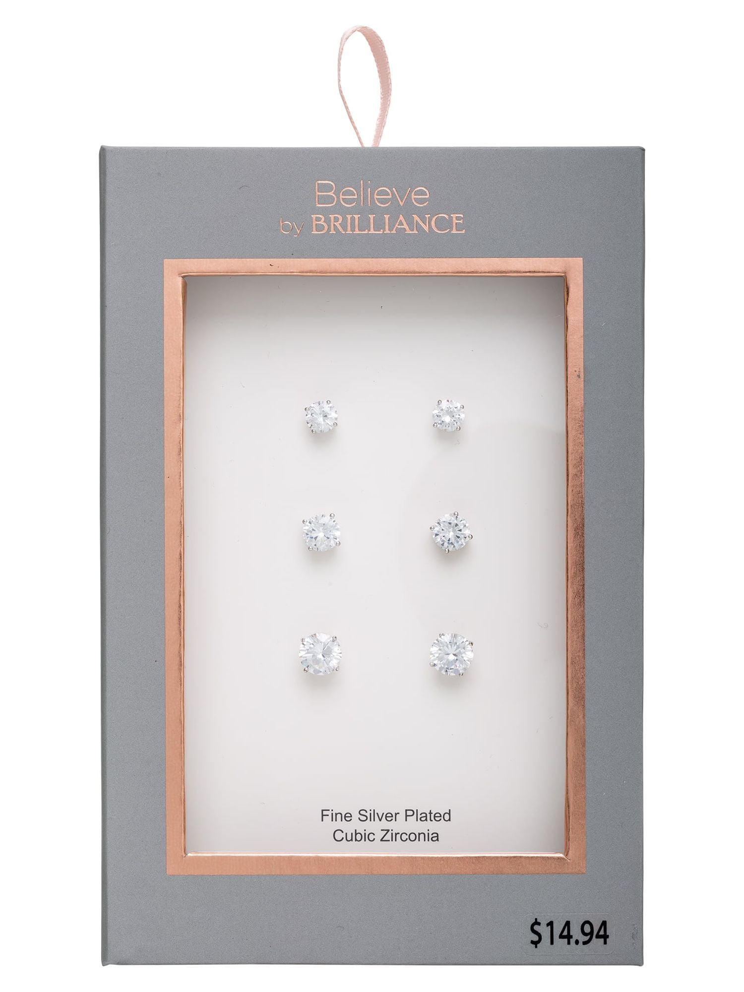 Icing Select Silver Titanium Cubic Zirconia 2MM Round Flat Back Stud  Earrings