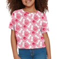 thumbnail image 3 of Uourmeti Dog Paw Print Crew Neck T- Shirt Kids Summer Short Sleeve Crop Top Lightweight Soft Short Sweatshirt Casual Pullover for Girls, 3 of 5