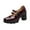 Wine, variant on Womens Platform Heels Large Size Patent Synthetic British Style Block Shoes High Heels Solid Color Hollowed Out Metal Buckle Cut Mary Womens Shoes 7(39)