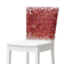 TSOVTHRID Washable Chair Back Covers for Dining Room Chairs Christmas Light Snowflake Red Print Stretch Chair Back Slipcover Removable Chairs Protector Slipcovers for Christmas Decor, Set of 6