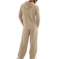 thumbnail image 4 of GrmtClth Linen Sets Outfits for Men Summer Hoodie Clothes Outdoor Yoga Pants Button Down Long Sleeve Trend 2 Piece Set Khaki L, 4 of 6