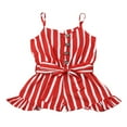 thumbnail image 1 of Bébé bébé Filles Vêtements Sans Manches Rayé Mousseline de Soie d'Été Tenues Rouges 3-4 Ans, 1 of 4