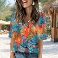 thumbnail image 4 of Womens Summer Tops 2025 V Neck Short Sleeve Shirts Trendy Dressy Casual Vacation Outfits Printed, Limited Time Clearance Under 10 Dollars SA-512, 4 of 6