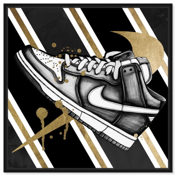 Sporty Style II Modern Sneaker Art Prints Canvas Wall Art by Notoriart, Black Floater Frame, 12"x12"