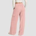 thumbnail image 4 of Resicozy Women's Cargo Sweatpants High Waisted Wide Leg Pants Athletic Casual Baggy Sweat Drawstring Pants with Pockets Pink XL, 4 of 4