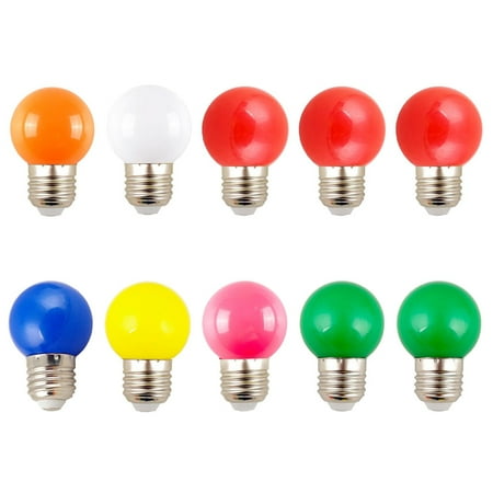 

10pcs Colorful LED Bulbs E27 Marquee Light Bulb Waterproof Festival Lantern for Indoor Outdoor (1W Mixed Color)
