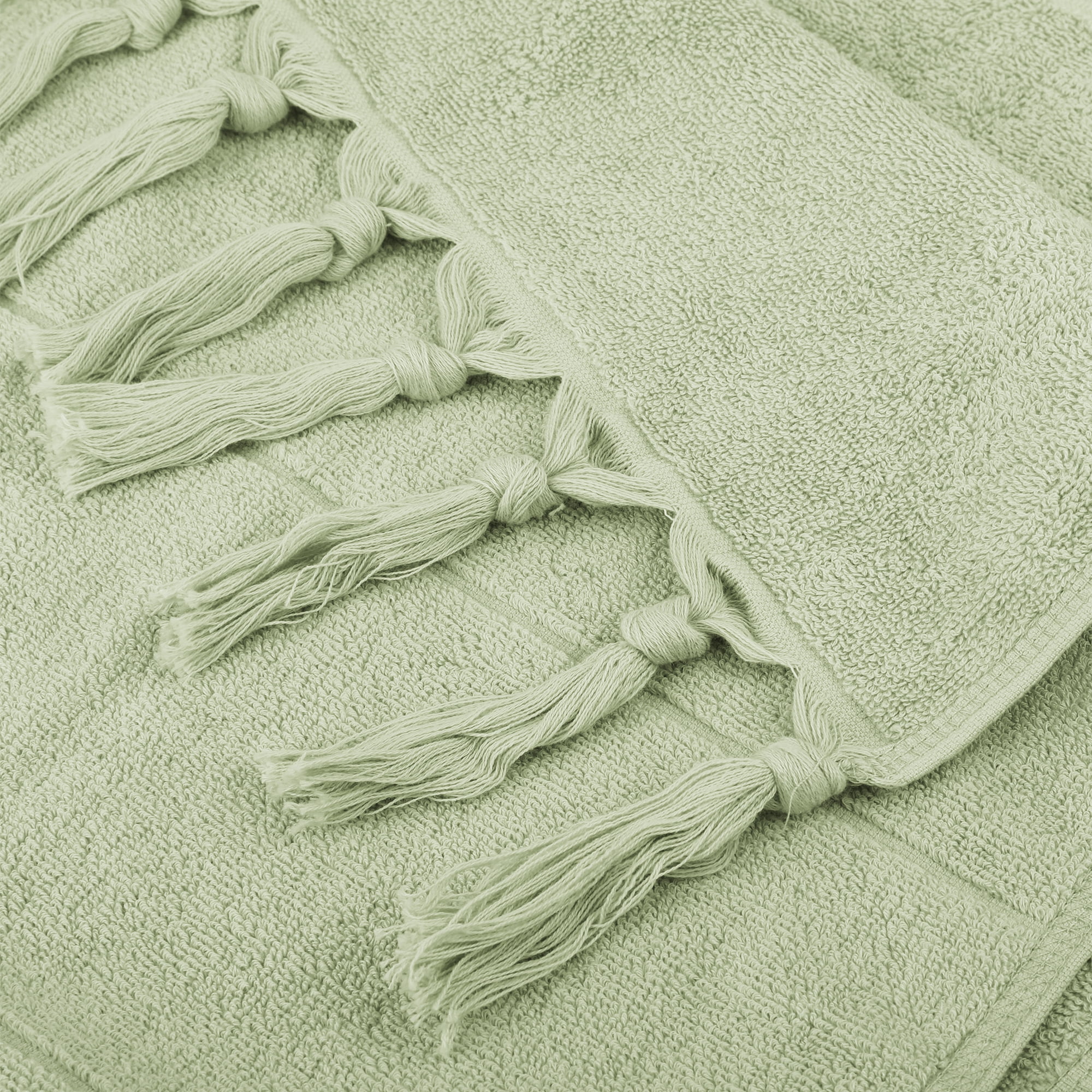 Unique Bargains 4 Pack Solid Cotton Bathroom Hand Towels 14" x 30" Green/Light Brown