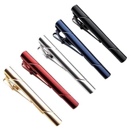 GJX 5 Pcs Tie Clips for Men Tie Bar Clip Set for Regular Ties Necktie Wedding Business Tie Pin Clips