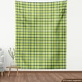 thumbnail image 4 of Ambesonne Yellow Plaid Fabric by the Yard Upholstery, Minimalist Tartan Plot, 5 Yards, Olive Green Sky Blue, 4 of 5