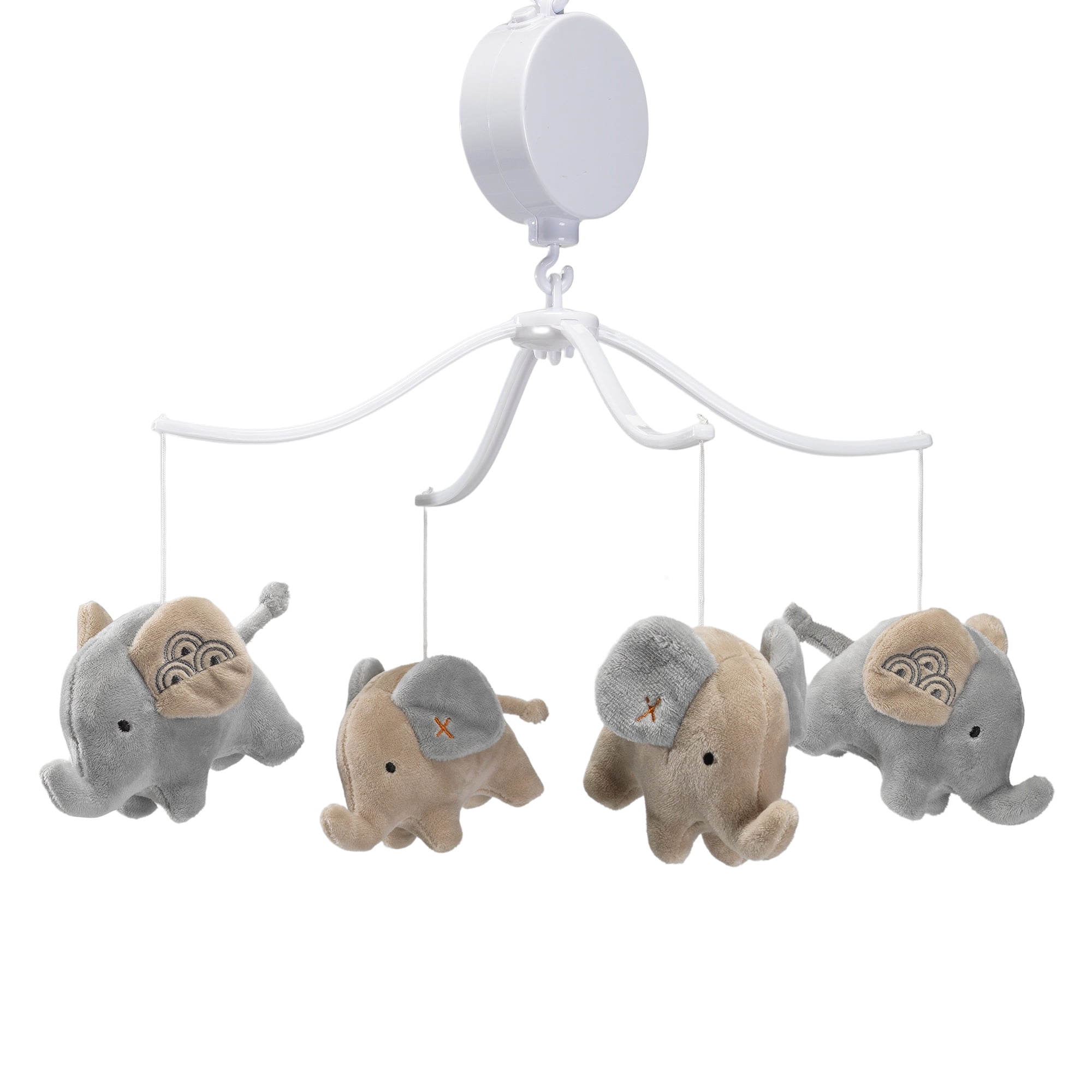Baby Crib Musical Mobile Chevron Canopy Grey Hanging Stuffed Elephant Decor Toy 