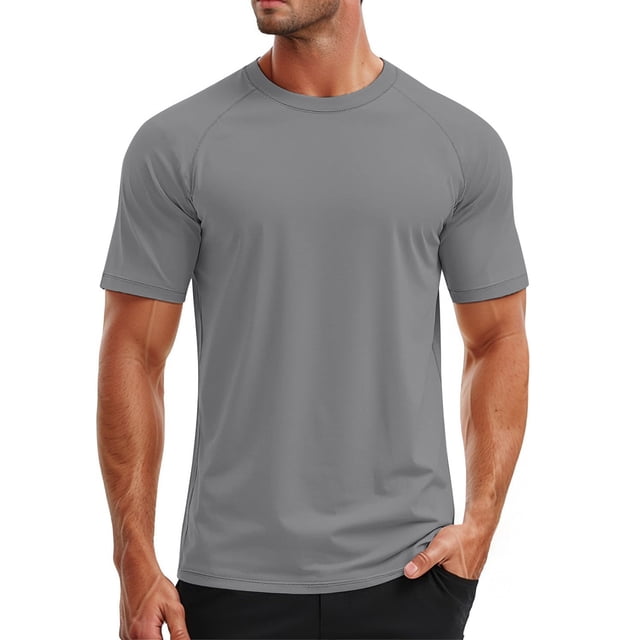 PMVFHDE Mens T-Shirts UPF 50+ Swim Short Sleeve Tee Quick Dry Rash Guard Athletic Sun Protection Top