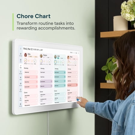 SKYLIGHT CALENDAR MAX 27-INCH TOUCHSCREEN DIGITAL CALENDAR, ALL-IN-ONE FAMILY ORGANIZER AND CHORE CHART, WALL MOUNTABLE PLANNER – CLASSIC WHITE