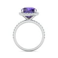 thumbnail image 3 of SuperJeweler 5 1/2 Carat Cushion Cut Amethyst and Halo Diamond Ring In Sterling Silver For Women, 3 of 5