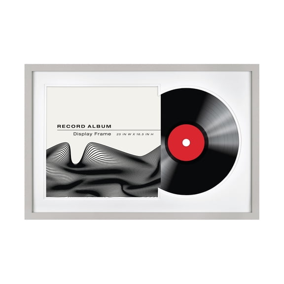 MCS Double Matte Record Album Frame, 16.5x25 Record Frame, Gray Frame for LP Vinyl Record & Jacket Display (1-Pack)