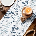 thumbnail image 3 of Blue Botanical Table Runner 70 Inches, Watercolor Spring Floral Summer Leaf Bed Runner Dresser Scarves Tabletop for Indoor Outdoor Parties/Ceremony/Banquet, 13" x 70", 3 of 8