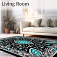 thumbnail image 2 of ODIKA 6'x9' Machine Washable Non-Slip Area Rug, Paisley Swirl Motif with Delicate Vine Accents High Traffic Rug with Pad, Black, 577032, 2 of 8