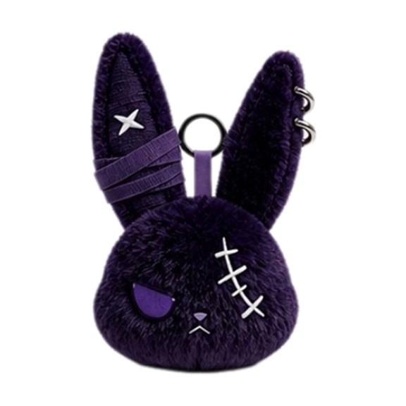 Gothic Bunny Plush Keychain Pendant Dark Halloween Bag Charm for Keys Backpack Purse Accessory Gift