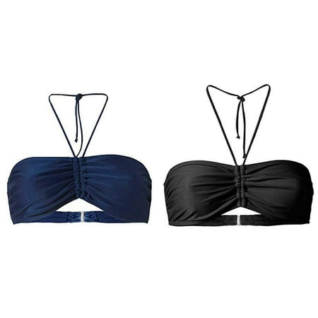 (2-Pack) 2025 New Women s Summer Mix & Bathing Shorts for Women Plus Size Match Plain Bikini Bandeau Sunflower Swimsuits for Juniors Top Swimwear Beachwear