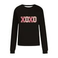 thumbnail image 4 of Hot Sale!! Sweat-Shirt Xoxo de la Saint-Valentin pour Femmes, Câlins et Bisous, Col Rond, Manches Longues, Pull-Over Noir + L, 4 of 4
