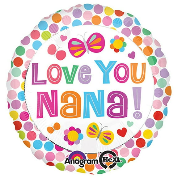 18 inch Love You Nana Anagram Foil Mylar Balloon - Party Supplies Decorations