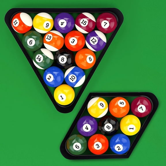 Set of 2 Wooden Billiard Ball Rack Set, Vintage Solid Wood Billiard 8-Ball Triangle Rack & 9-Ball Diamond Rack Table Pool Ball Racks