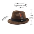 thumbnail image 3 of PLHWHYQ Vintage Short Brim Hat for Men Women, Faux Suede Dress Hat with Decorative Feather & Metal Badge Khaki2-a A, 3 of 3