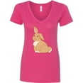 thumbnail image 3 of Inktastic Easter Cute Floppy Ear Brown Bunny Women's V-Neck T-Shirt, 3 of 5
