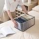 thumbnail image 1 of Caja de almacenamiento con compartimentos para ropa, organizador de ropa plegable con separación de malla, color negro, 7 rejillas para pantalones, 1 of 1