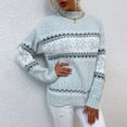 thumbnail image 3 of Suéter navideño europeo y americano de otoño e invierno con cuello alto y copos de nieve para mujer, 3 of 5