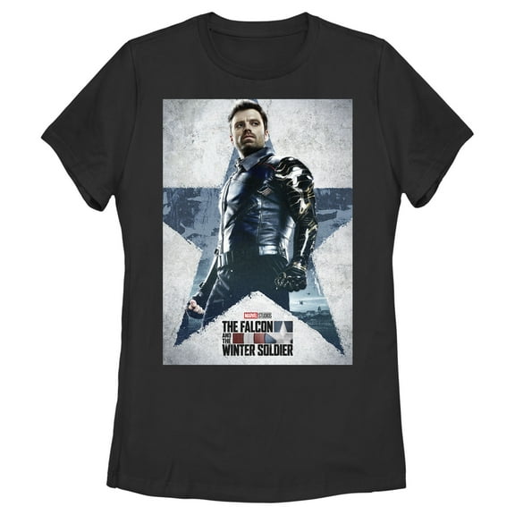 Women's Marvel The Falcon and the Winter Soldier Bucky Poster  Graphic Tee Black Small