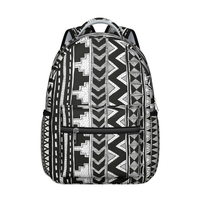 Traditional Rustic Home Decor Inspired School Backpack with Ethnic and Bohemian Style Patterns, Durable Waterproof Material, Adjustable Straps, Large Capacity Artistic Bag for Student