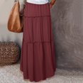 thumbnail image 5 of BKQCNKM Skirts for Women Long Skirts for Women Womens Loose Long High Elastic Waist with Pockets and Belt Maxi Skirt Pleated Skirt Red Skirt, Red XL, 5 of 5