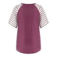 thumbnail image 4 of Womens T Shirts Fashion Women Splicing Stripe Short Sleeves O-Neck T-Shirt Blouse Tops clothes under $10.00, 4 of 9