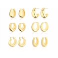 thumbnail image 1 of Juego de aretes de aro gruesos de oro de 14 quilates para mujer, hipoalergénicos, juego de aretes de aro grueso, aretes de aro con forma de giro Xtellar color dorado, 1 of 4