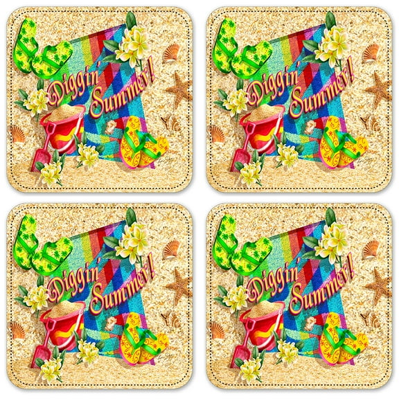 Vinyl Drink Coasters - Set of 4 - Diggin' Summer