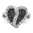 thumbnail image 5 of Sterling Silver Polished Black & Clear CZ Heart Ring, 5 of 5