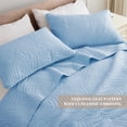 thumbnail image 5 of Exclusivo Mezcla Ultrasonic Full Queen Size Quilt Set Light Blue, 3 Pieces Lightweight Bedspread Leaf Pattern Bed Cover Soft Microfiber Coverlet Bedding Set for All Seasons, 5 of 7