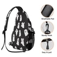 thumbnail image 3 of Sling Backpack,Black Halloween Ghosts Sling Bag with Water Bottle Holder,Waterproof Sling Bag for Men/Women with Headphone Jack for Hiking,Travel, 3 of 6